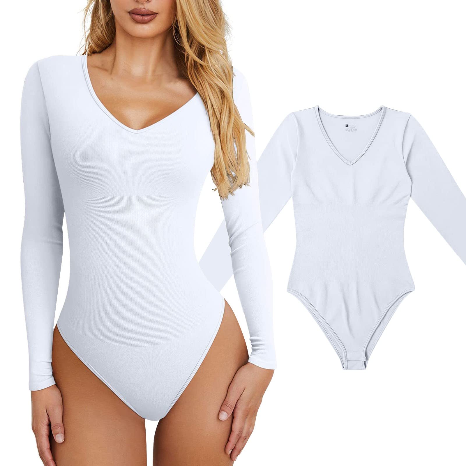 Shapewear Damen Body Shaper Bodysuit Figurformend Miederbody Langarm Bauchweg Atmungsaktiv Butt Lifting Vielseitig formend Slimming Komfortabel Weich
