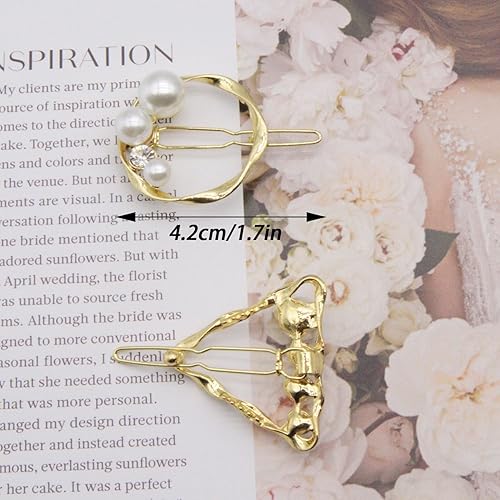 Miniatura 3 de 4 pinzas para el cabello con perlas brillantes y diamantes de imitación, pequeños pasadores de metal para el cabello, accesorios decorativos para el