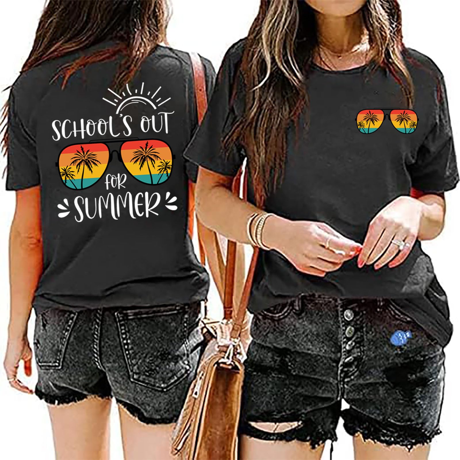 School's Out for Summer Shirt Women Teacher Tshirt Last Day of School Graduation Tees Summer Vacation Short Sleeve Top
