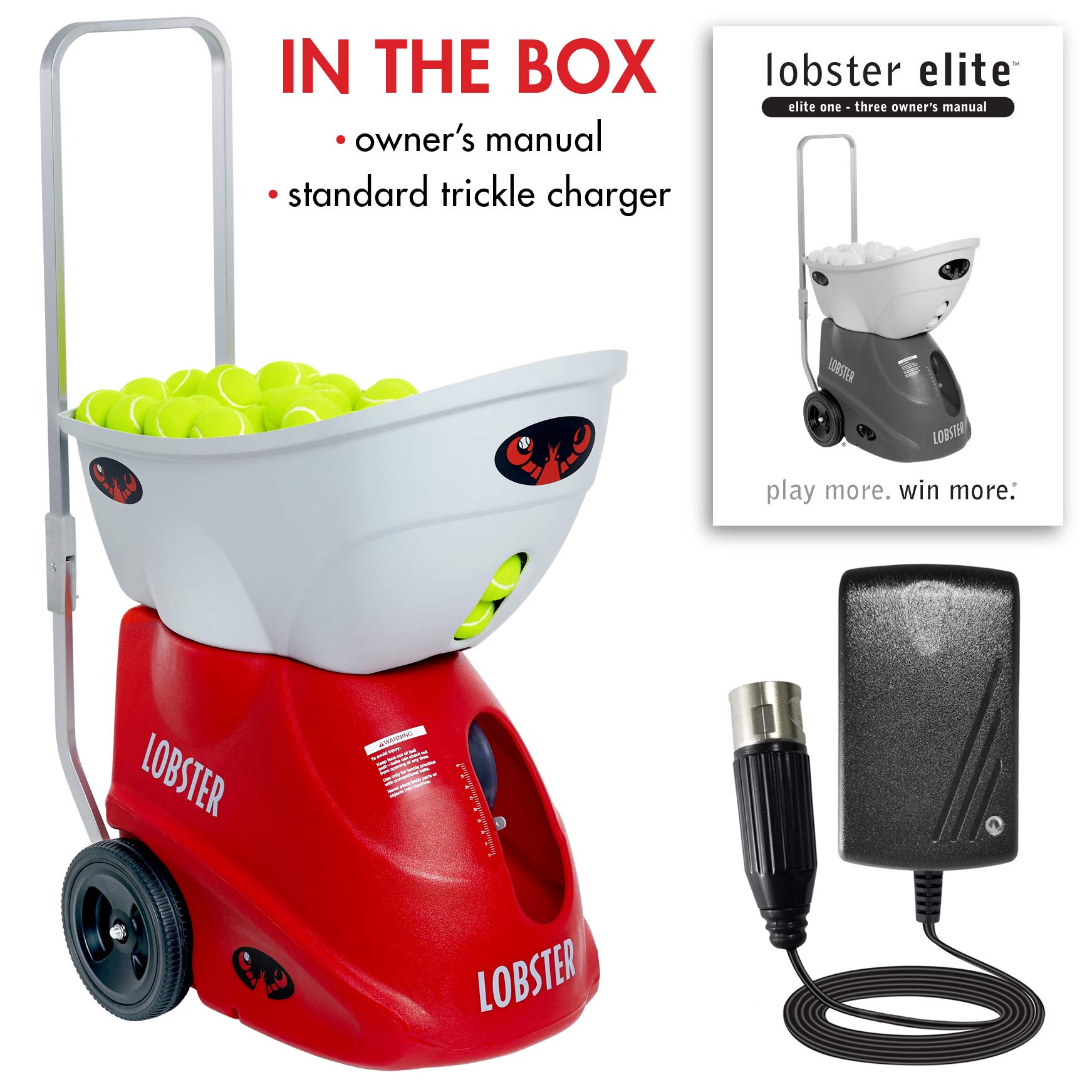 Lobster Sports Elite Two Battery Powered Tennis Ball Machine Triple