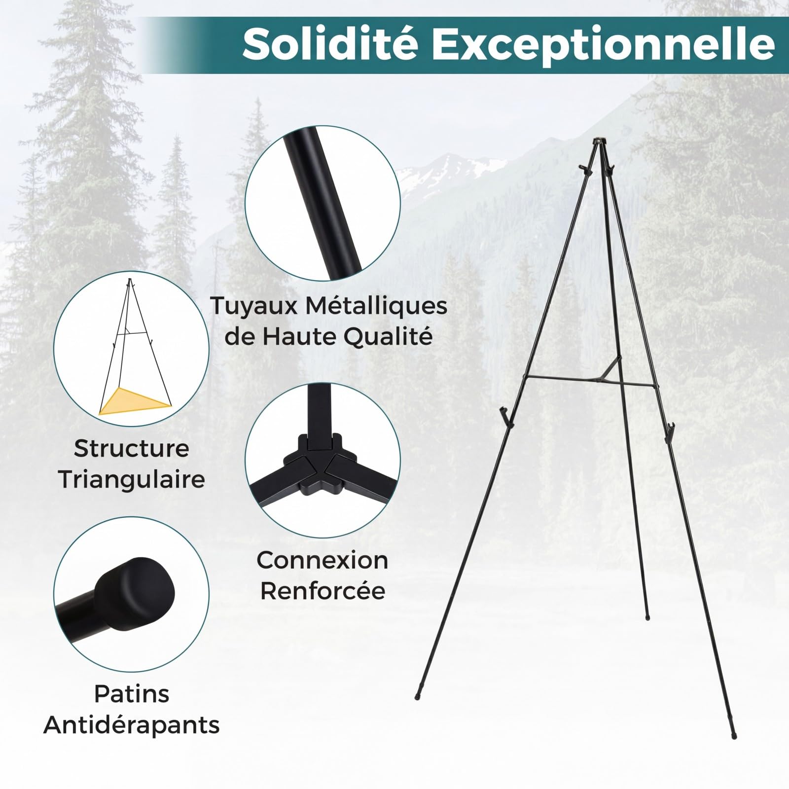 COSTWAY 6 Pièces Chevalet Peinture Métallique 166cm avec Fente Réglage