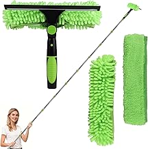LALAGO 2 in 1 Window Cleaning Set with Pull-Out Rod, Window Cleaning Kit Including Telescopic Pole 1.5 to 4.5 m, Telescopic Window Cleaner, 2 in 1 Telescopic Cleaning Stick (Set C)
