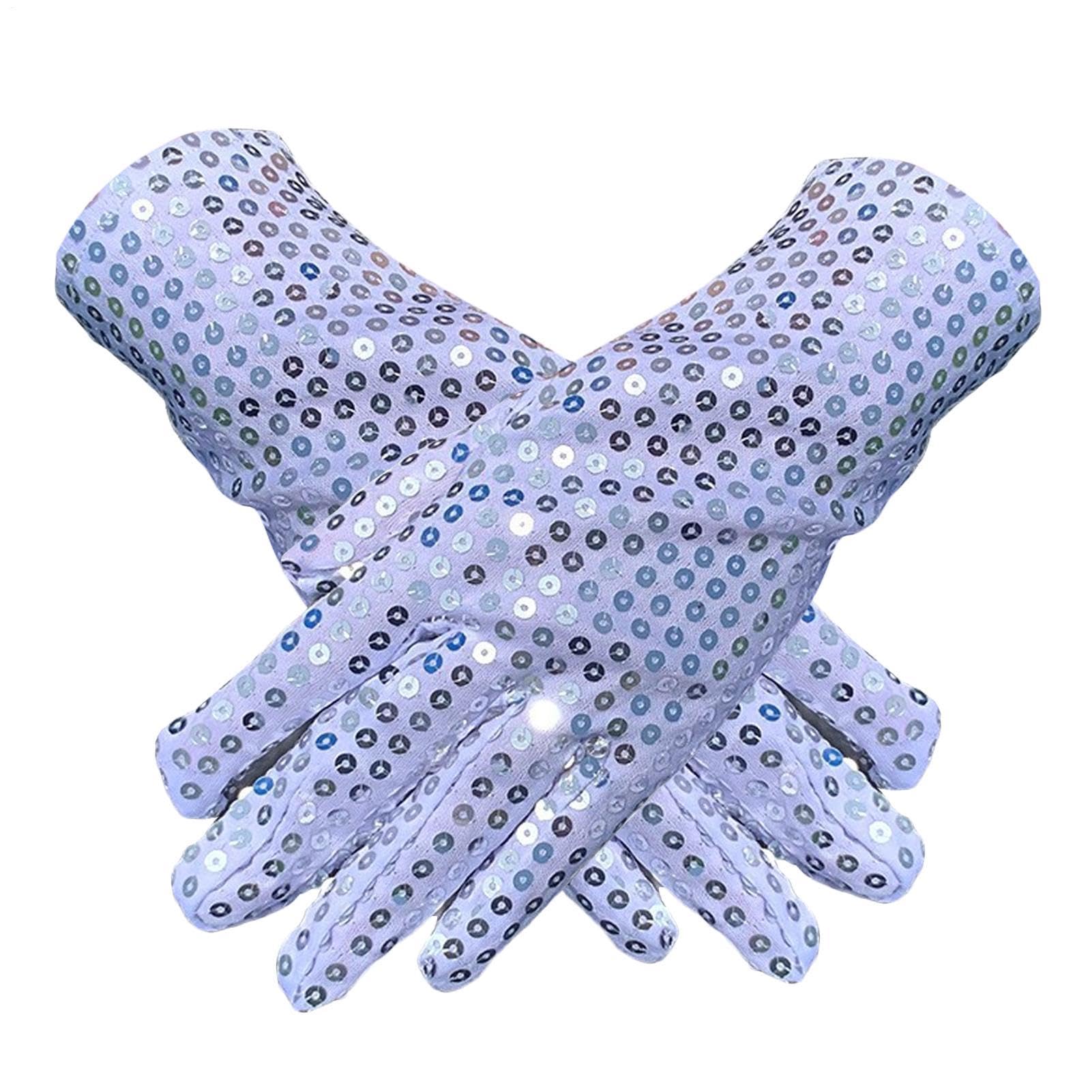 Pailletten Handschuhe | Pailletten Funkelnde Silber Foto Requisiten | Party- Kostüm-Accessoires - für Halloween Party Performance Konzert Cosplay Verkleidung Geburtstag Bühne Festival Festtagszeit