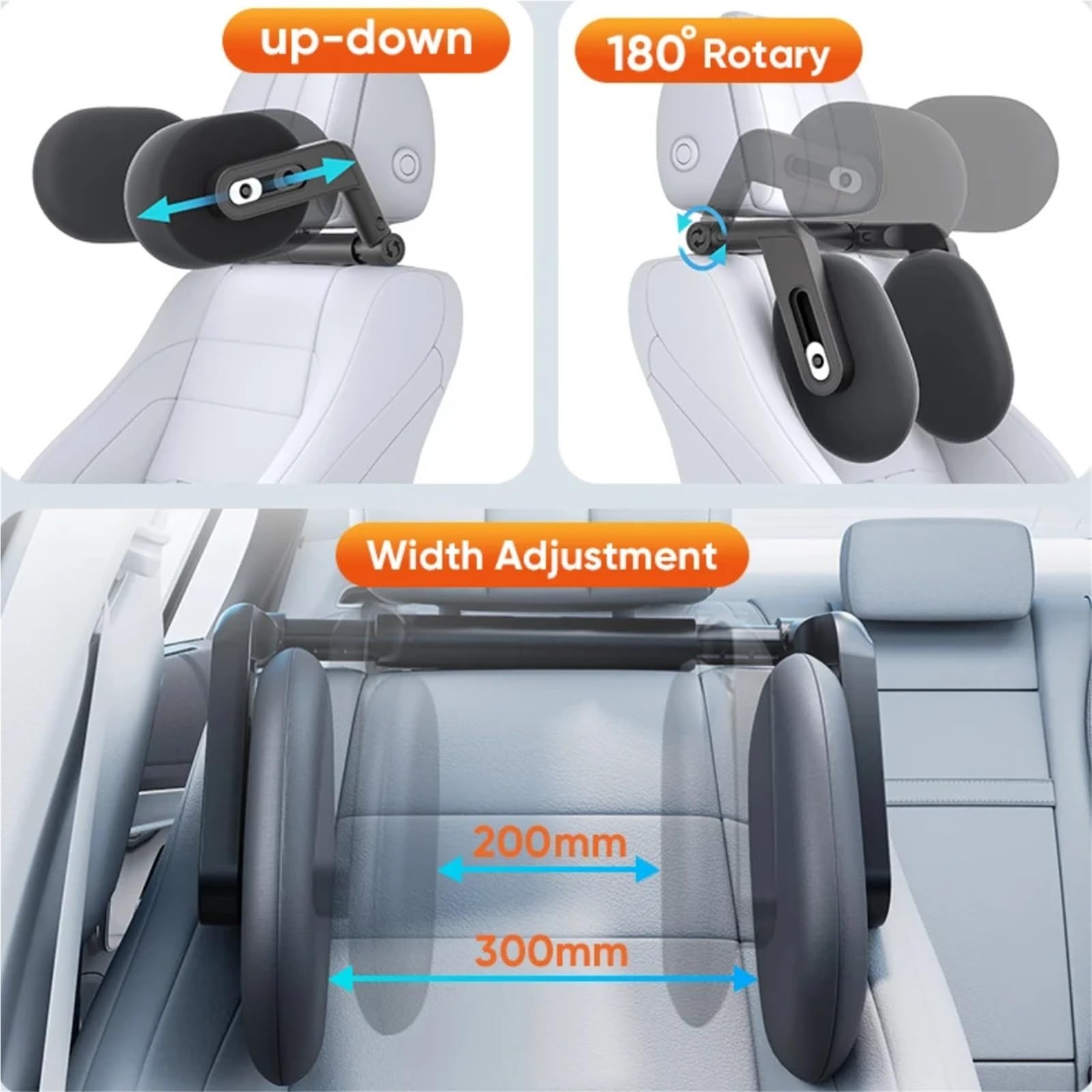 Reposacabezas Coche Cojin Almohada para reposacabezas de cuello coche, cojín para asiento, almohadilla espuma con memoria para dormir, soporte telescópico para cabeza lateral