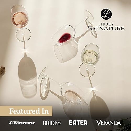 Miniatura 6 de Libbey Signature Stratford - Juego de 4 copas de vino tinto únicas de 24 onzas, juego de copas de vino grandes con tallo