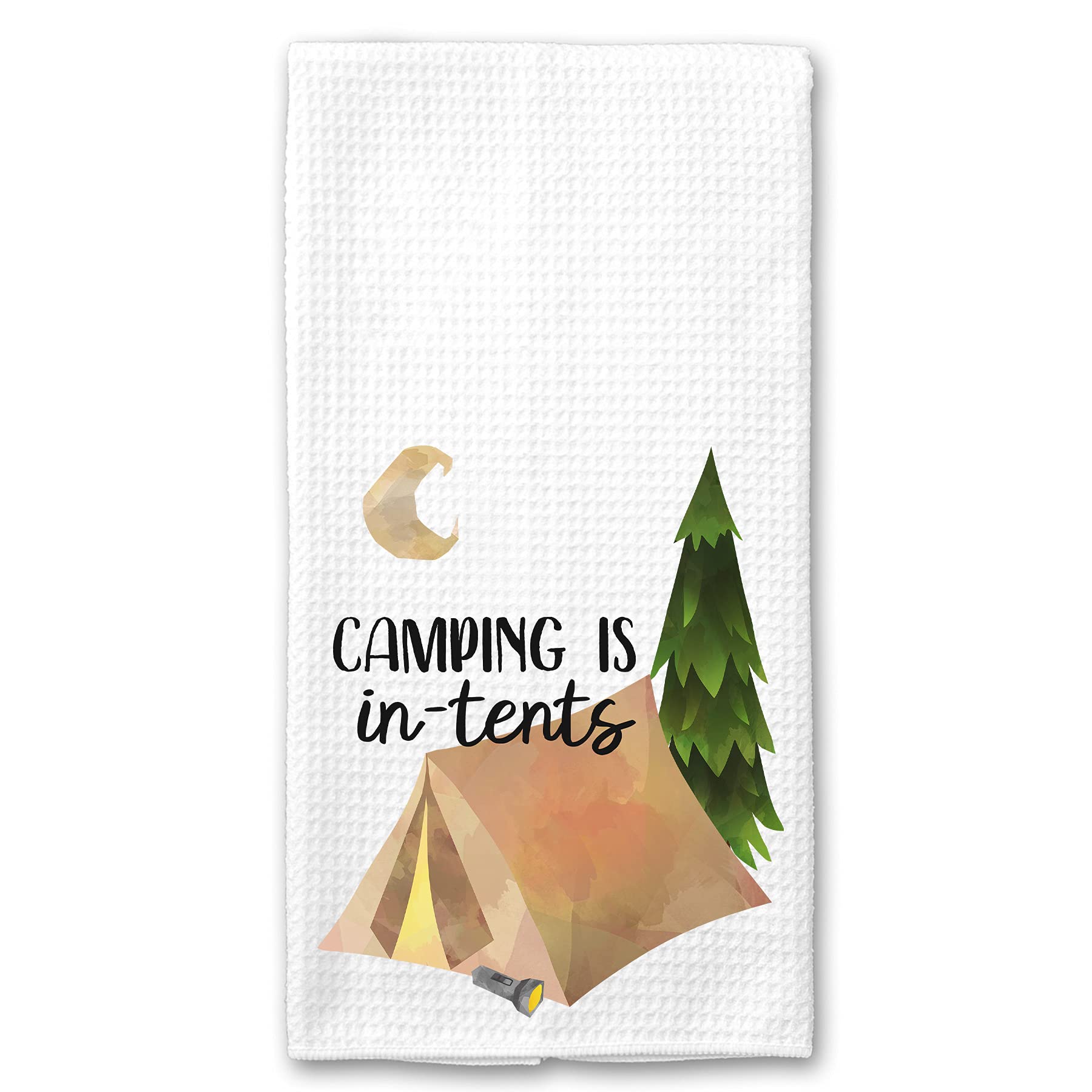 DashaAlexander Camping is in-Tents Funny Pun Saying Kitchen Tea Towel