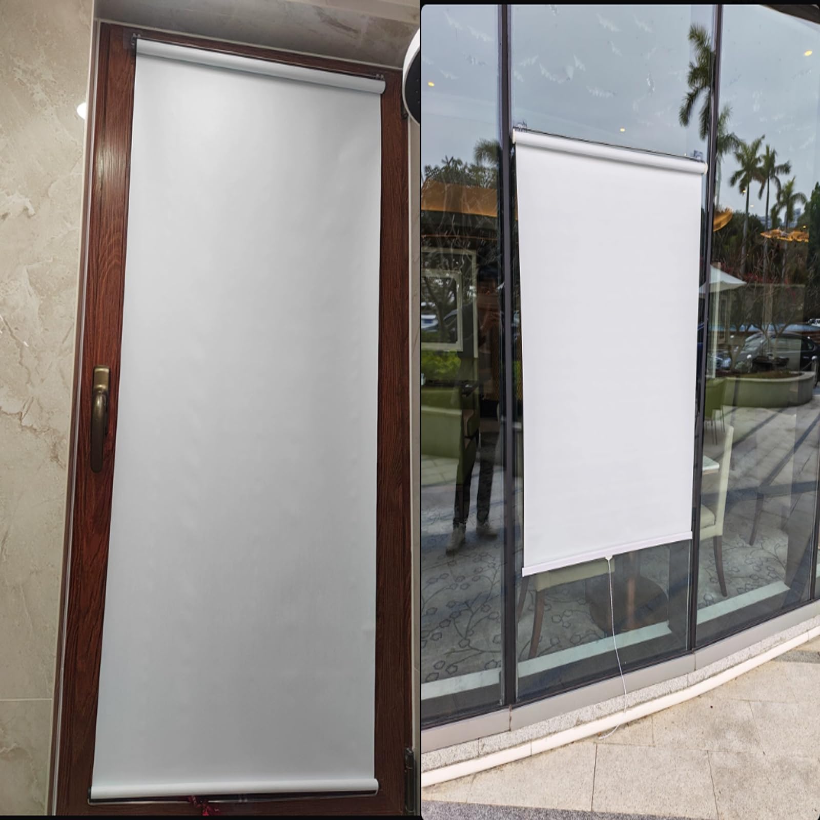 Schnurlos Verdunklungsrollo,Springrollo Fenster Rollos für innen,Tragbare Blickdicht Hitzeschutz Stoffjalousien,Ohne Bohren Sichtschutz Vorhang,Breite x Länge (85cm x 150cm,White)