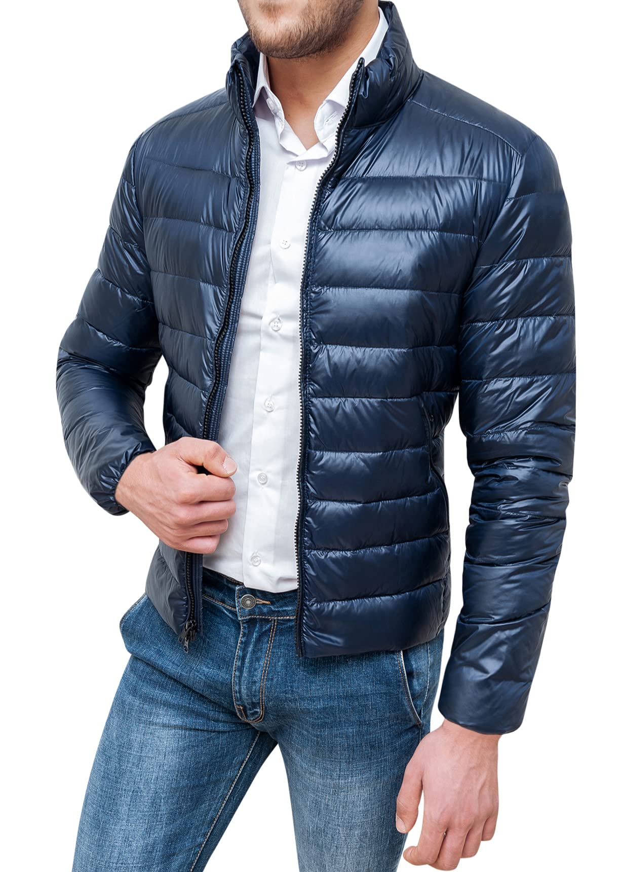 Evoga Piumino giubbotto Uomo 100 Grammi Autunno Inverno Casual Impermeabile bomber Jacket Antivento
