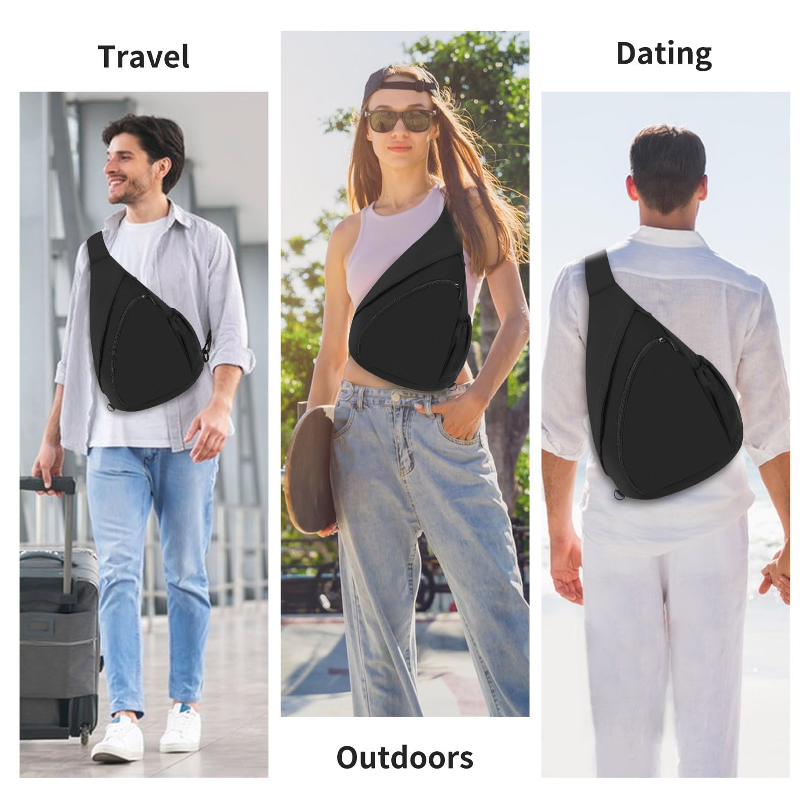 HUA ANGEL Zaino Monospalla Sling Bag Per Donna Uomo Unisex Borsa aTracolla Sul Petto Ultra Leggero Chest Pack Sportivo Lavoro Viaggio Scuola Hiking All'Aperto