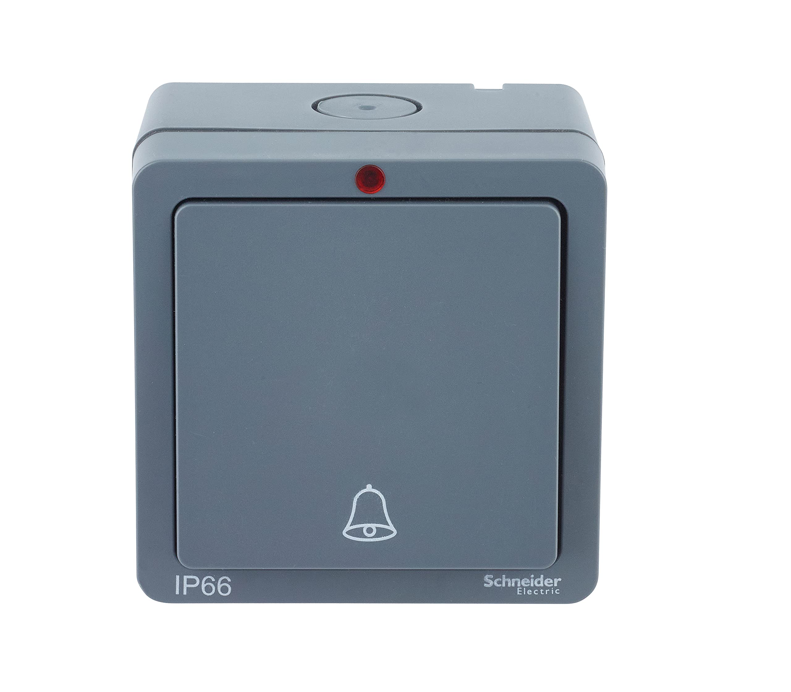 Schneider Electric Lisse Weatherproof IP66 1 gang retractive switch with bell symbol - LWP1012RB