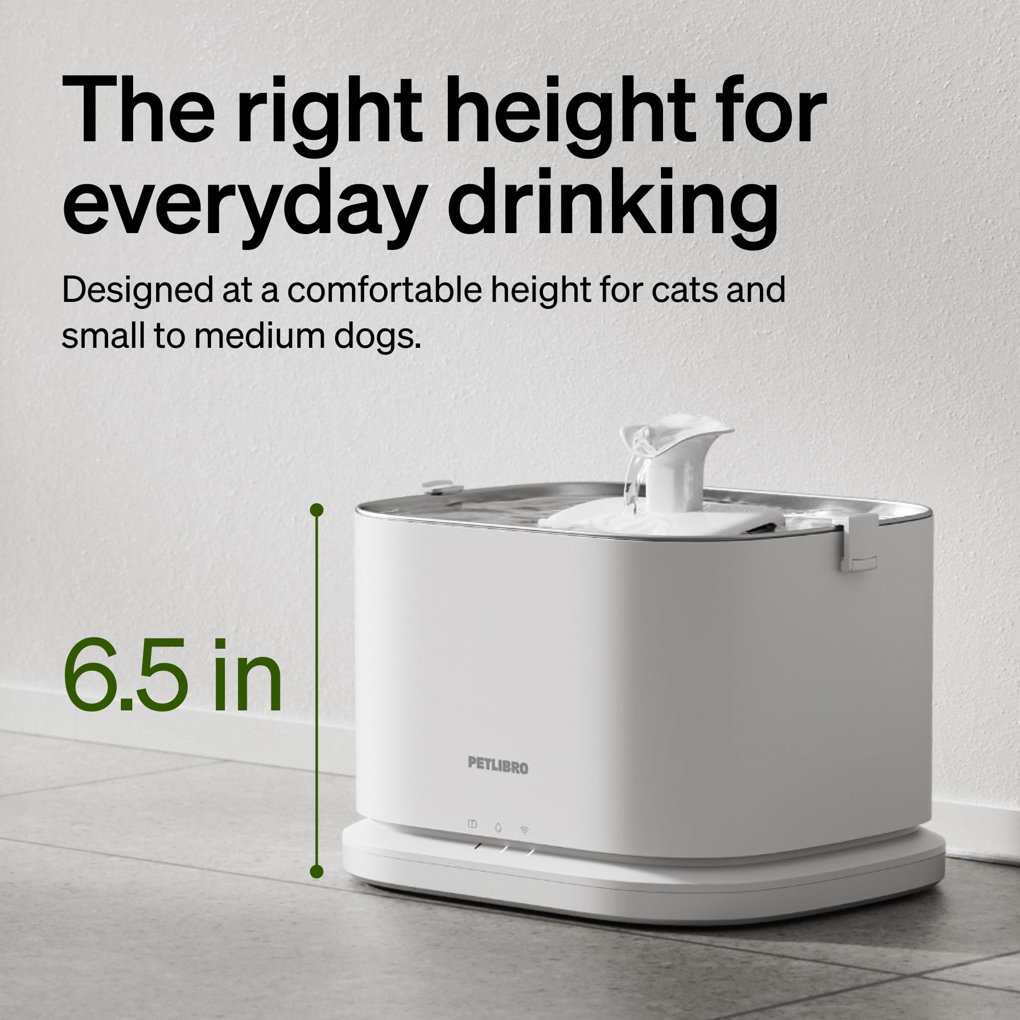 PETLIBRO Upgrade Cat Water Fountain Stainless Steel Tray, Dockstream 2 Cat Fountain Indoor, 3L/101oz Auto Cat Fountains for Drinking, App Monitoring Pet Water Fountain Dog, 5G WiFi Cat Water Dispenser view 9