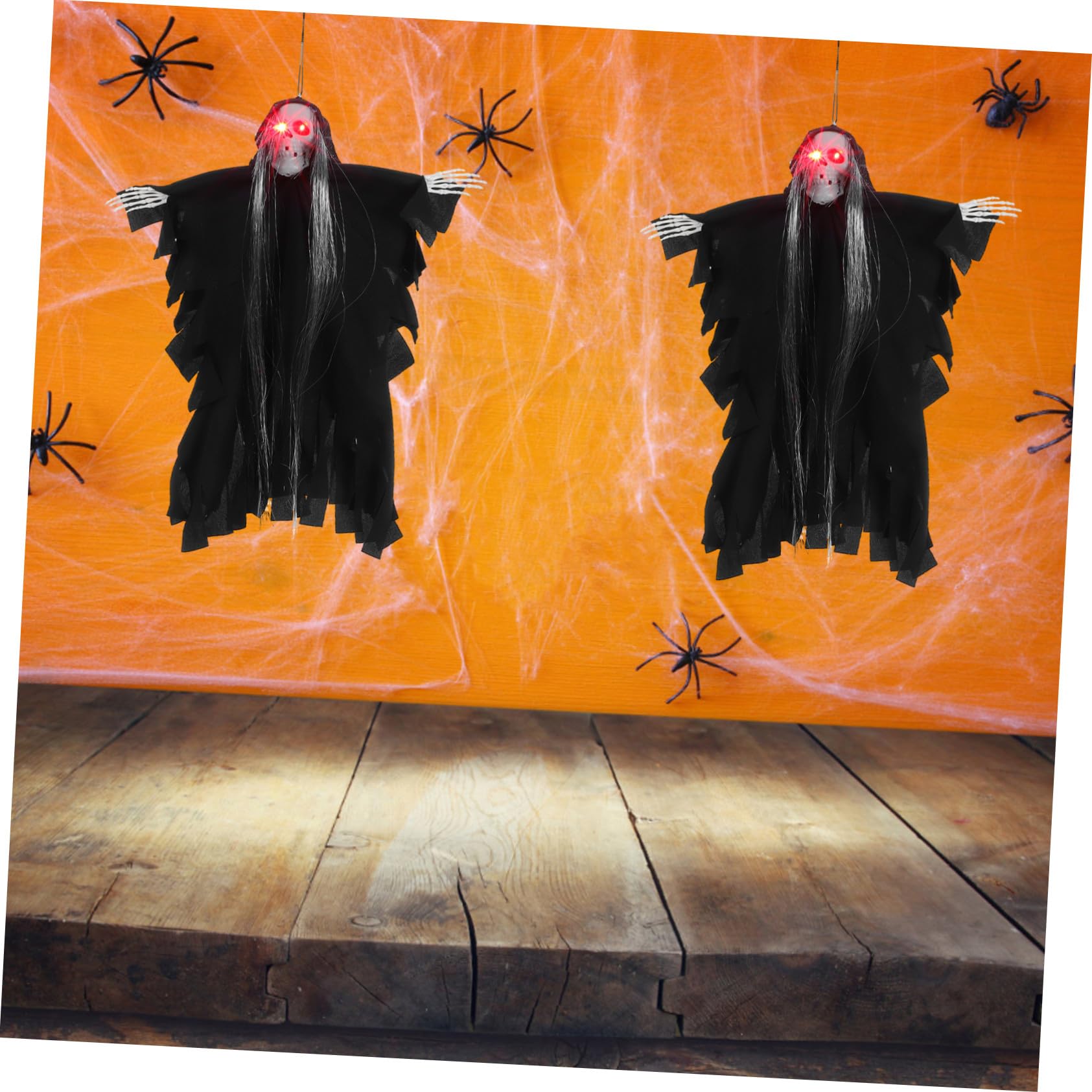 BESTonZON 3pezzi Fantasma Appeso per Halloween Decorazione di Scheletro Teschio con Attivazione da Suono Bagliore Notturno per Giardino Patio Casa Stregata Cortile