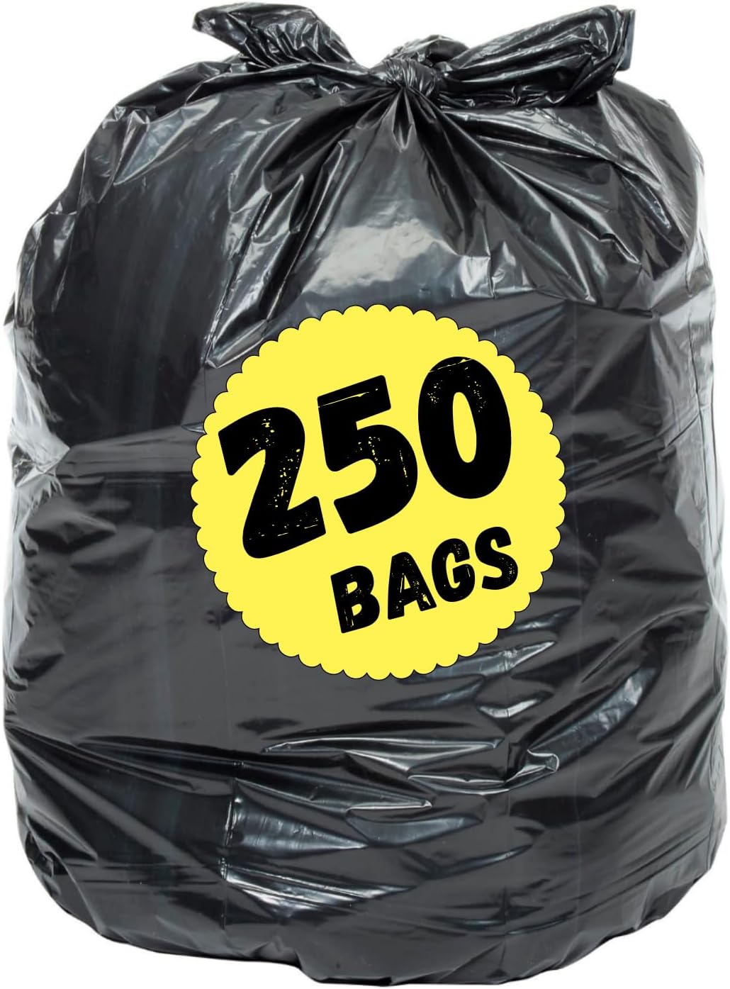 33 Gallon Trash Bag (250 Count Bulk) LIGHT-DUTY 21 Microns Black Trash Bags 30 Gallon Trash Bag 32 Gallon Garbage Bag Bulk Trash Can Liners Medium Duty (250 Bags)