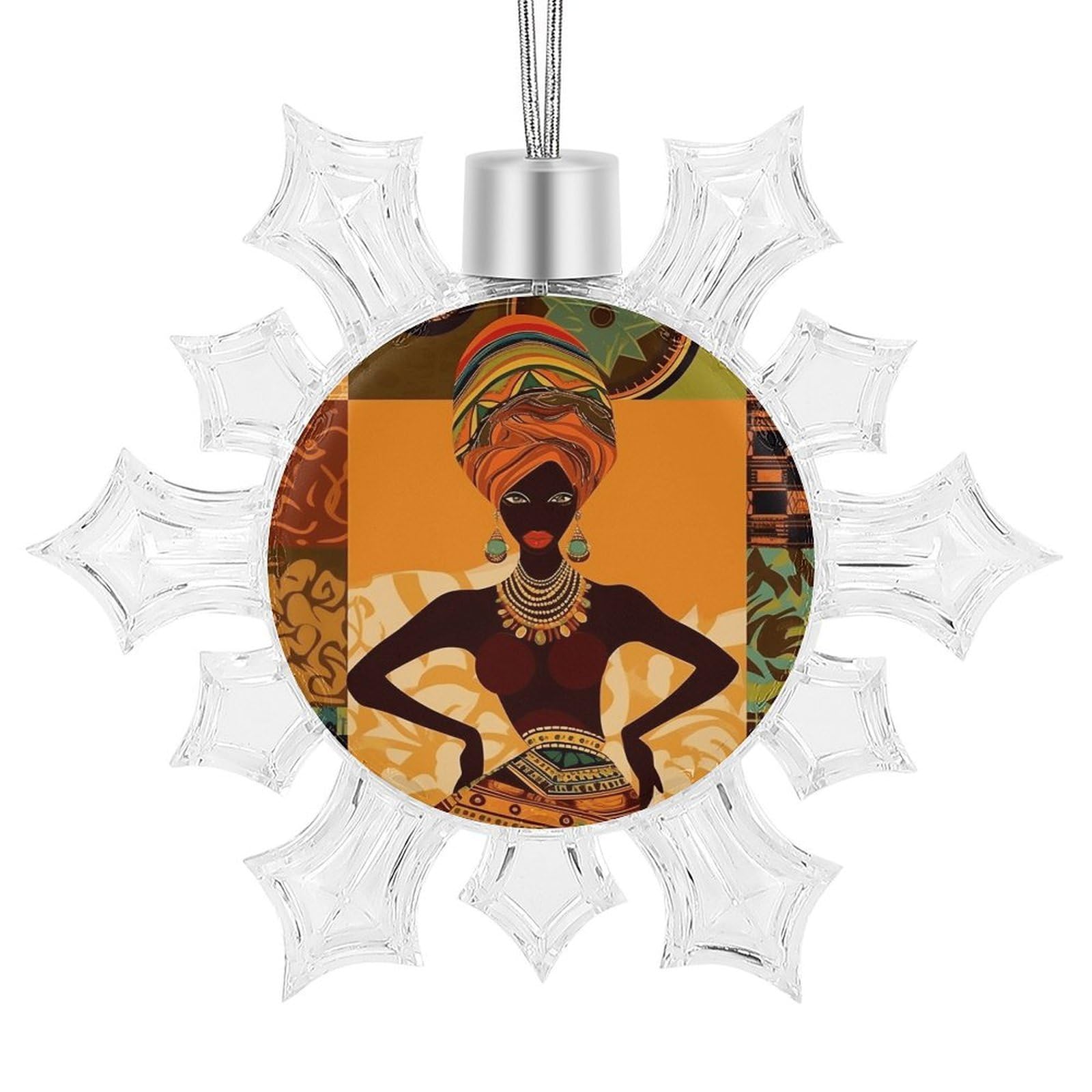African Woman Snowflake Ornaments Cute Snowflake Pendant Exquisite Christmas Tree Ornaments for Christmas Weddings New Year Birthday Holiday Celebration