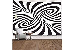 Black and White Swirly Optical Illusion Art Tapestry