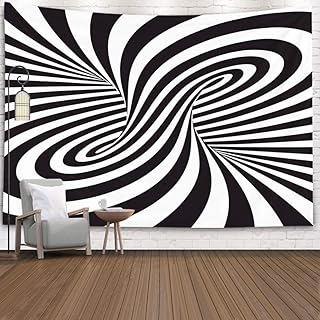 Valentine Black White Spiral Optical Illusion Tapestry 80X60 Inches Wall...