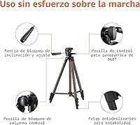 Vista 3 de Yaxa Basics Soporte de trípode portátil ligero de 50 pulgadas con placa de liberación rápida, altura ajustable, aluminio, para fotografía