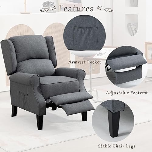 Miniatura 5 de Sofá vintage con sillón, cómoda silla tapizada de ocio, silla reclinable para sala de estar, hogar, sala de estar, oficina, dormitorio, hogar, sala