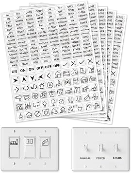 900 Pcs Light Switch Sticker Labels, 2 Styles Transparent Switch ID Stickers Switchboard Label Decals for Home, Kitchen, Bathroom, Office School, 6x20mm and 15x15mm