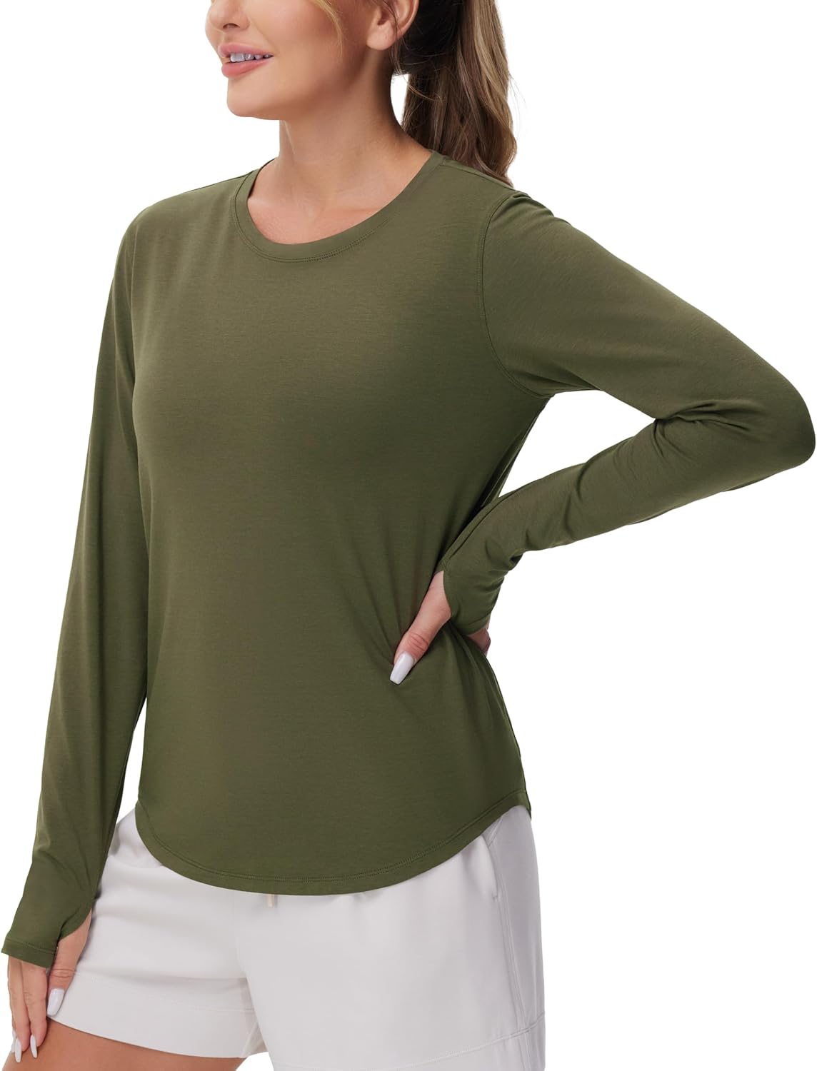 THE GYM PEOPLE Women's Long Sleeve Workout Shirts Athletic Crewneck Hiking Tops with Thumb Hole - Image 6