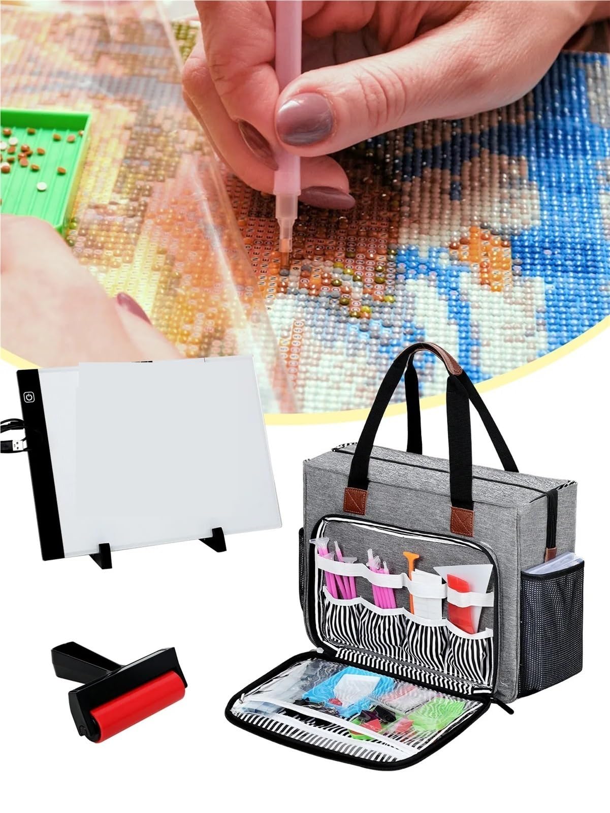 Bolsa de almacenamiento ganchos ganchillo lana, A for herramientas costura bricolaje para Agujas, Hilo(Purple)