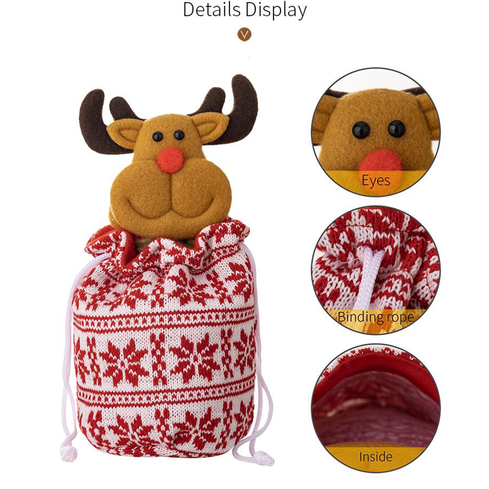 Bolsas De Navidad Con Cordón 4 Piezas Sacos De Santa Reno Muñeco De Nieve Y