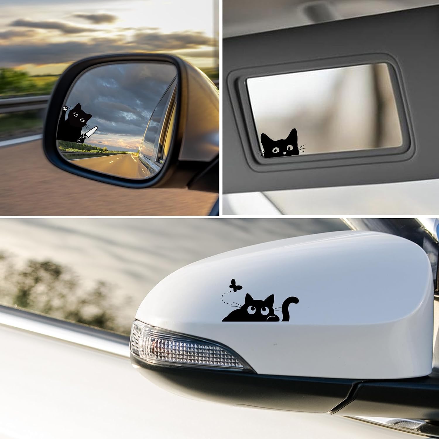 Dazoratix Cute Rearview Mirror Decal - 6 Pcs Cat Peeking Car Window Sticker image 4