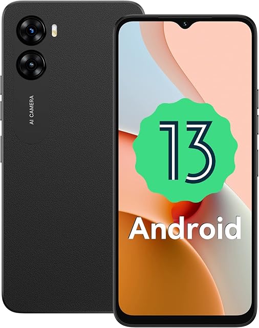 UMIDIGI G3 Mobile Phone (2023),Android 13 SIM Free Unlocked Smartphone,7+64GB RAM/1TB Extension,5150mAh Battery,6.52HD+Screen,13MP Camera 4G Dual SIM/Face ID/GPS OTG/UK Version(Black)