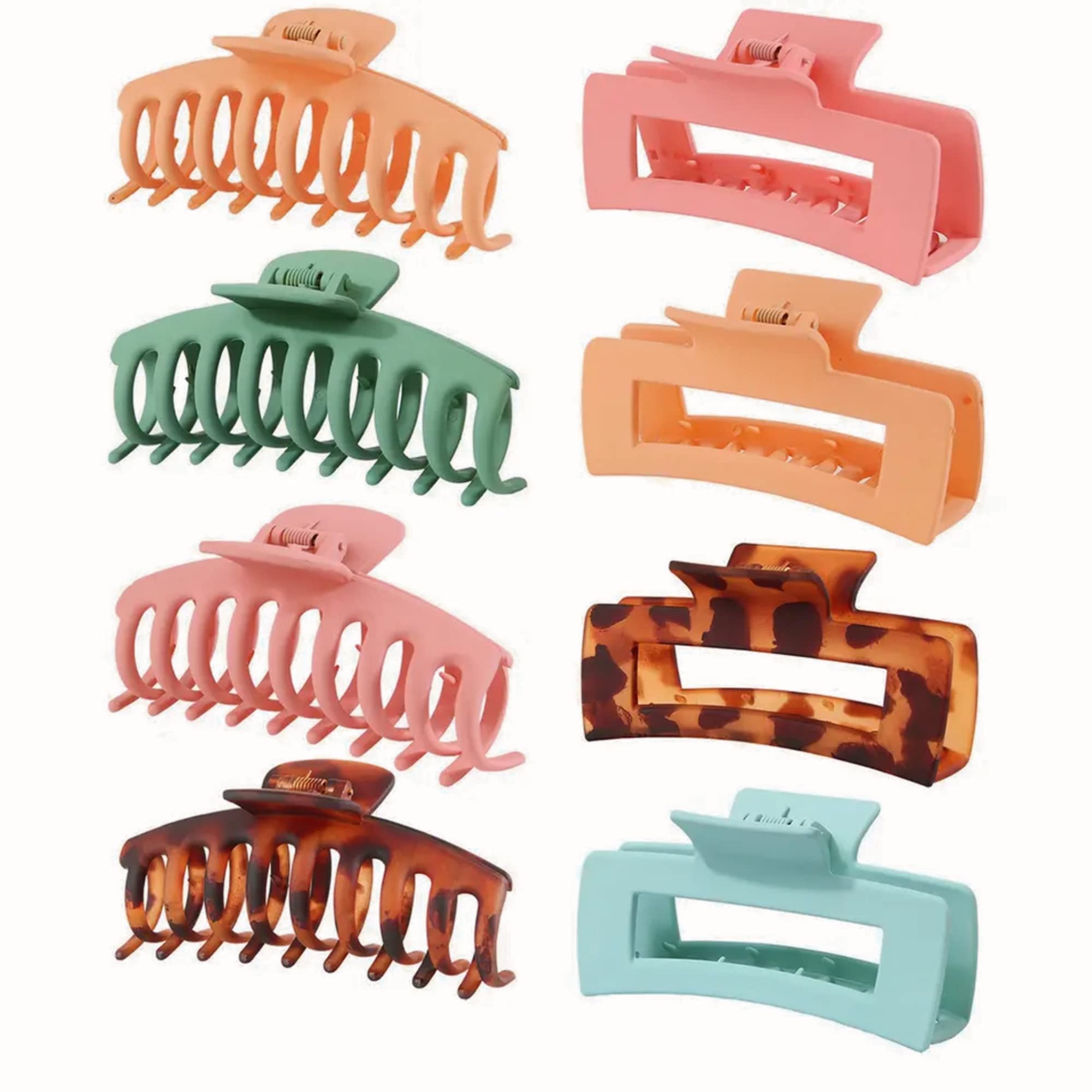 Hair Claw Clips 8pcs Large Claw Clips for Thick Hair ,Advanced Hair Clips for Women in Fun Colors Hair Clips for Styling Sectioning or Casual Hairstyles Soft Matte Material.