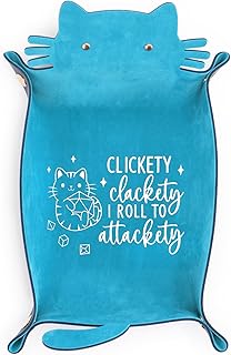 ICoDeesse Blue Cat Dice Tray Novelty Purple Cat Shape PU Leather Dice Tray for Rolling Portable Dice Holder Desk Organizer DND Accessories Unique Gift for RPG Game Players