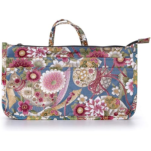 BTSKY Printing Handbag Organizers Inside Purse Insert-High Capacity 13 Pockets Bag Tote Organizer with Handle Sunflower