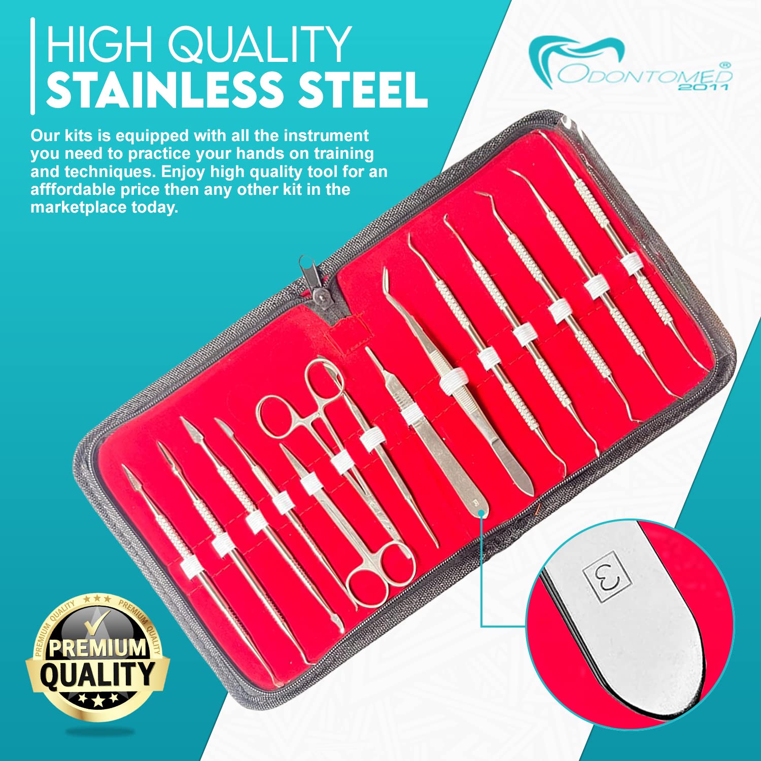 PRECISE CANADA: Grade Dental Tools KIT of 4 - Includes Dental Pick, Dental Sickle, Dental TWEEZER, and Mouth Mirror - Dental HYGEINE KIT - by PC