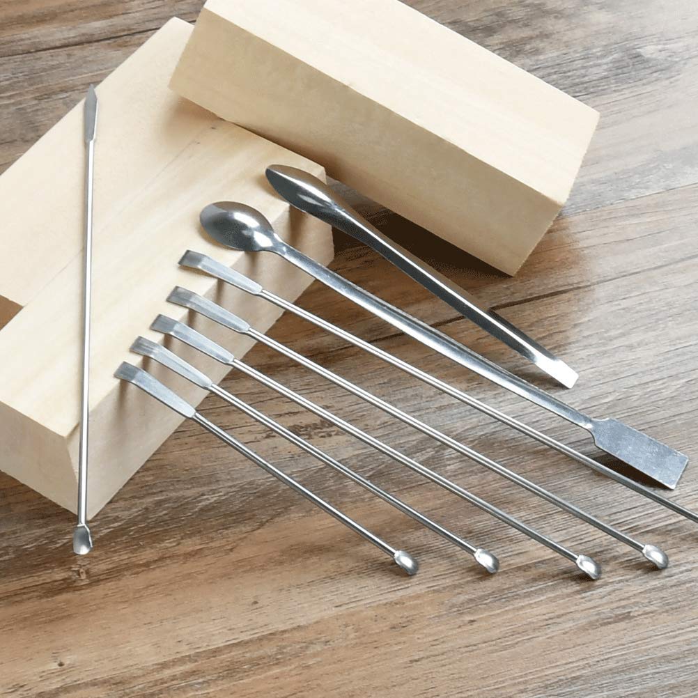 SHTUUYINGG9 Pieces Stainless Steel Lab Spatula Micro Scoop Set With - View #3