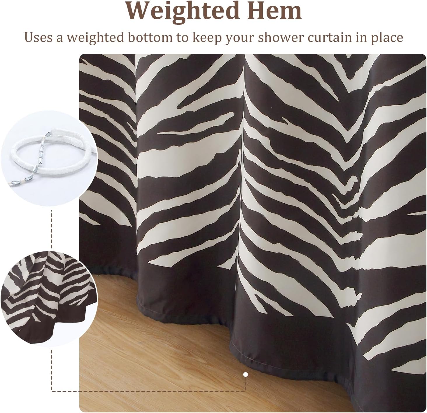Zebra Tan Framhouse Brown Polyester Fabric Modern Bronze Printed Contemporary Chocolate Waterproof Cloth Bath Shower Curtain for Bathroom,Extra 86" W x 78" H