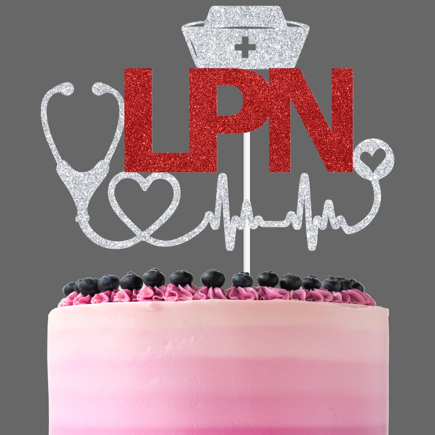 Red Glitter LPN Cake Topper, Class of 2025/LPN 2025/Officially LPN, 2025 LPN Nurse Graduation Party Decorations Supplies
