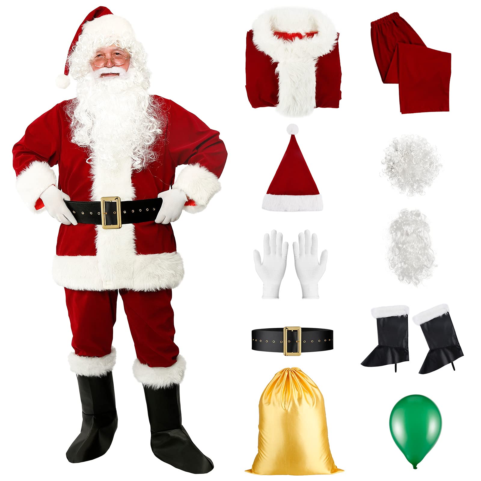 Santa Claus Costume Santa Suit Adult Men Deluxe Velvet Christmas Santa Costume Set