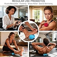 Vista 6 de HODEMI Juego de bolas de masaje, 3 piezas, rodillo de pinchos, lacrosse y maní para nudos musculares, liberación de puntos gatillo miofascial