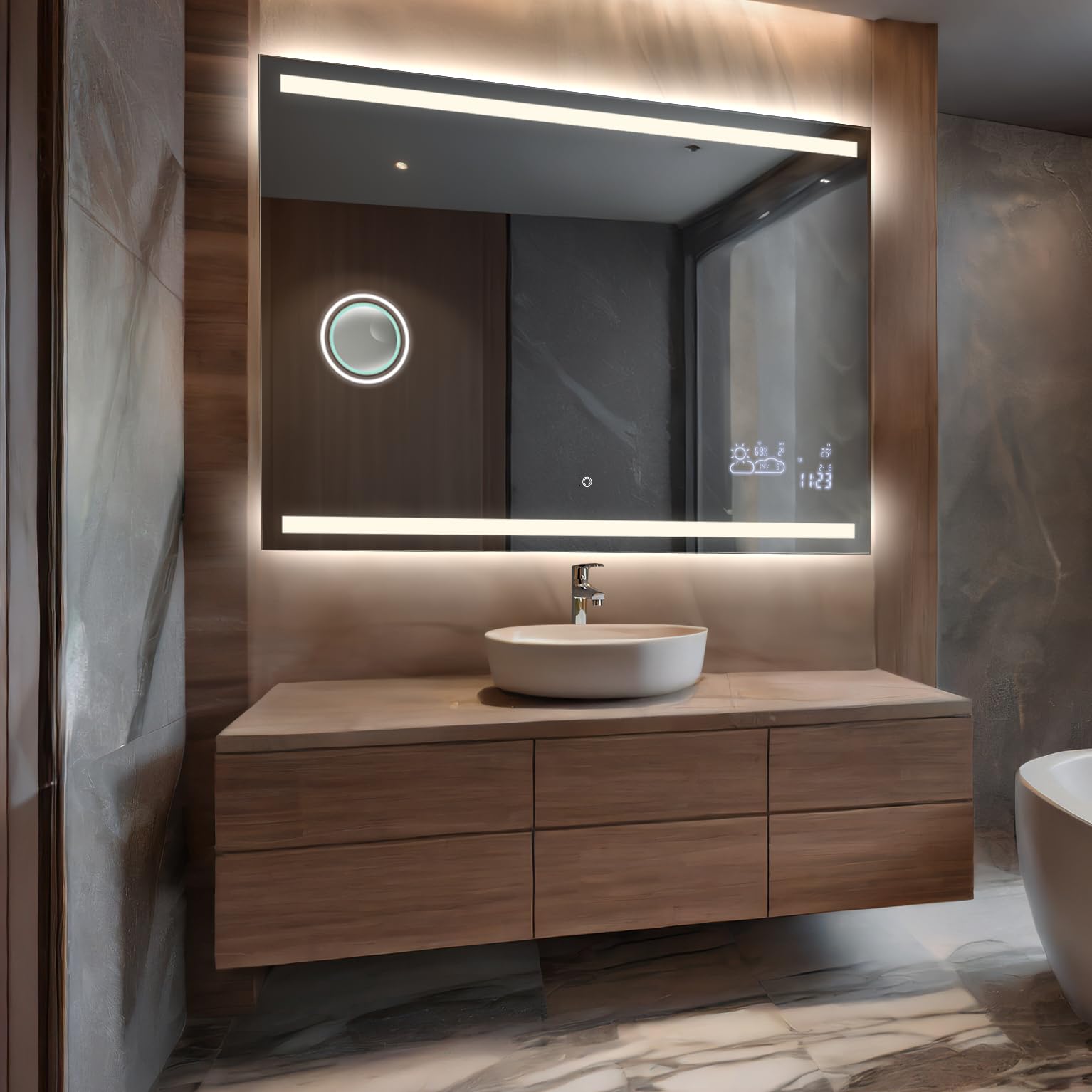 FORAM Espejo de Baño con Iluminación LED 120x80 cm Lucy - Luz Espejo de Pared - Diferentes tamaños - retroiluminado Iluminado