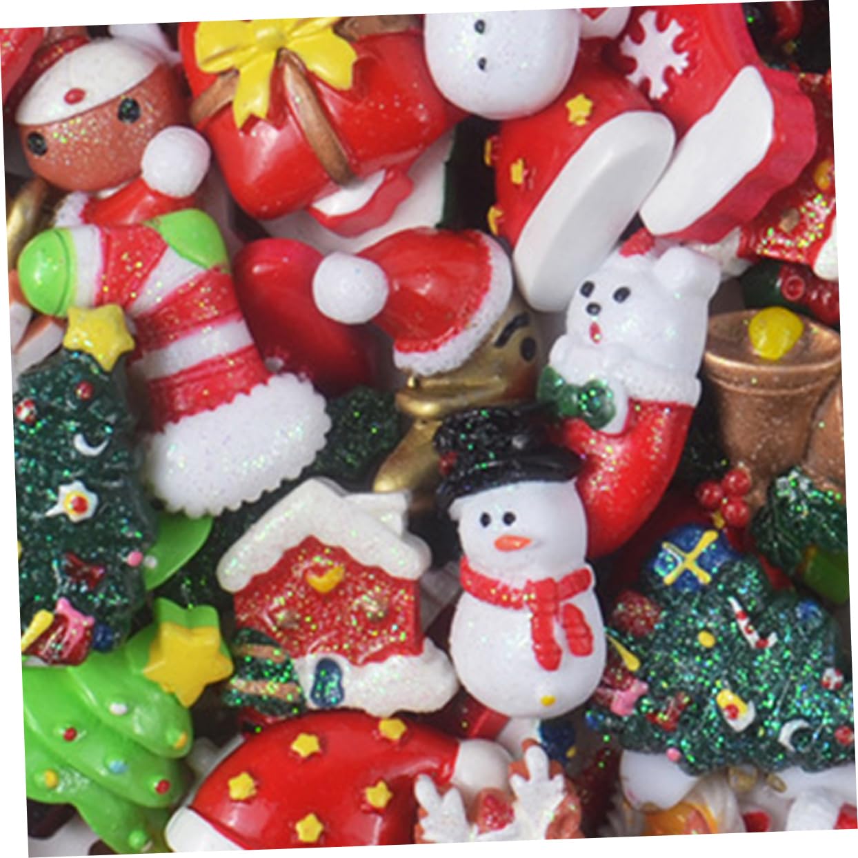 SEWACC 150 Piezas Adorno De Navidad Decoración Navideña En Miniatura Adorno Navideño Encantos De Espalda Plana Árbol De Navidad En Miniatura Adornos Navideños En Miniatura Accesorios Ar