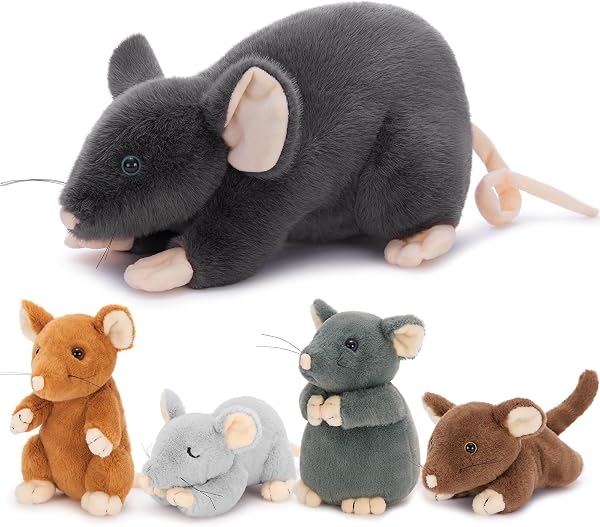 MorisMos Giant Teddy Mouse with 4 Cuddly Babies Inside, 40cm Soft Toy Kawaii Gift for Kids' Birthday or Christmas - 1