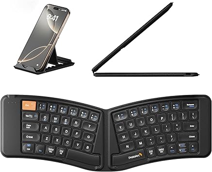 ProtoArc Ergonomic Foldable Keyboard, XK03 Split Folding Travel Bluetooth Keyboard, Ultra Slim, Portable for iPad, iPhone, Tablet, Laptop, PC