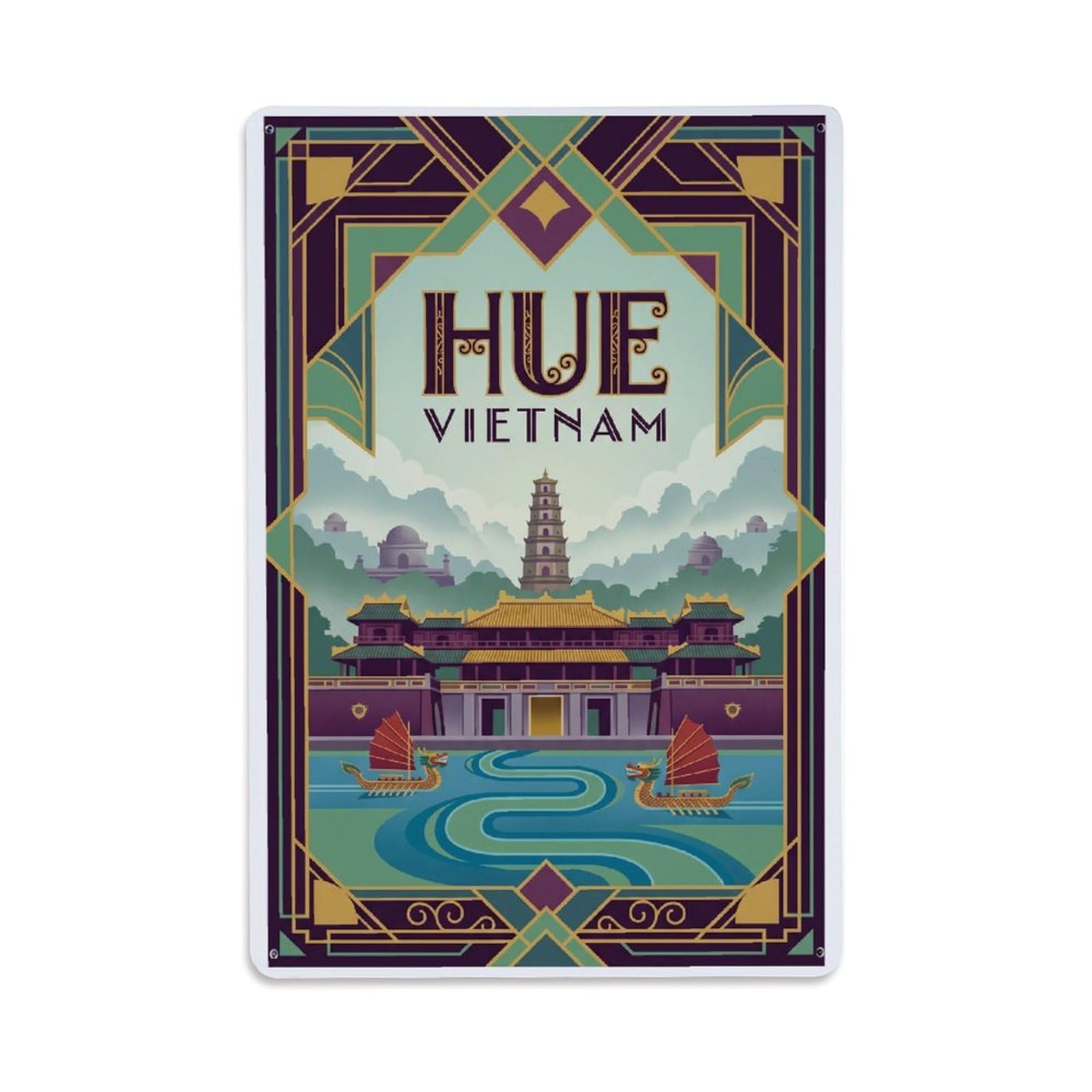 Metal Tin Sign Retro Vietnam Hue Travel