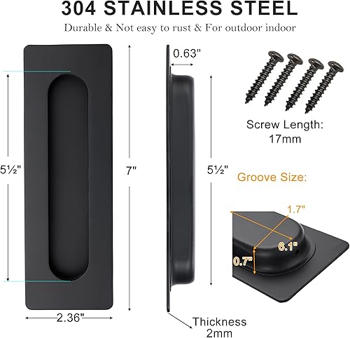 Vista 32 de Cozy Tower Tiradores de dedos empotrados de 6 pulgadas para puerta corredera de bolsillo, tiradores de puerta de armario, manijas de puerta de Oro