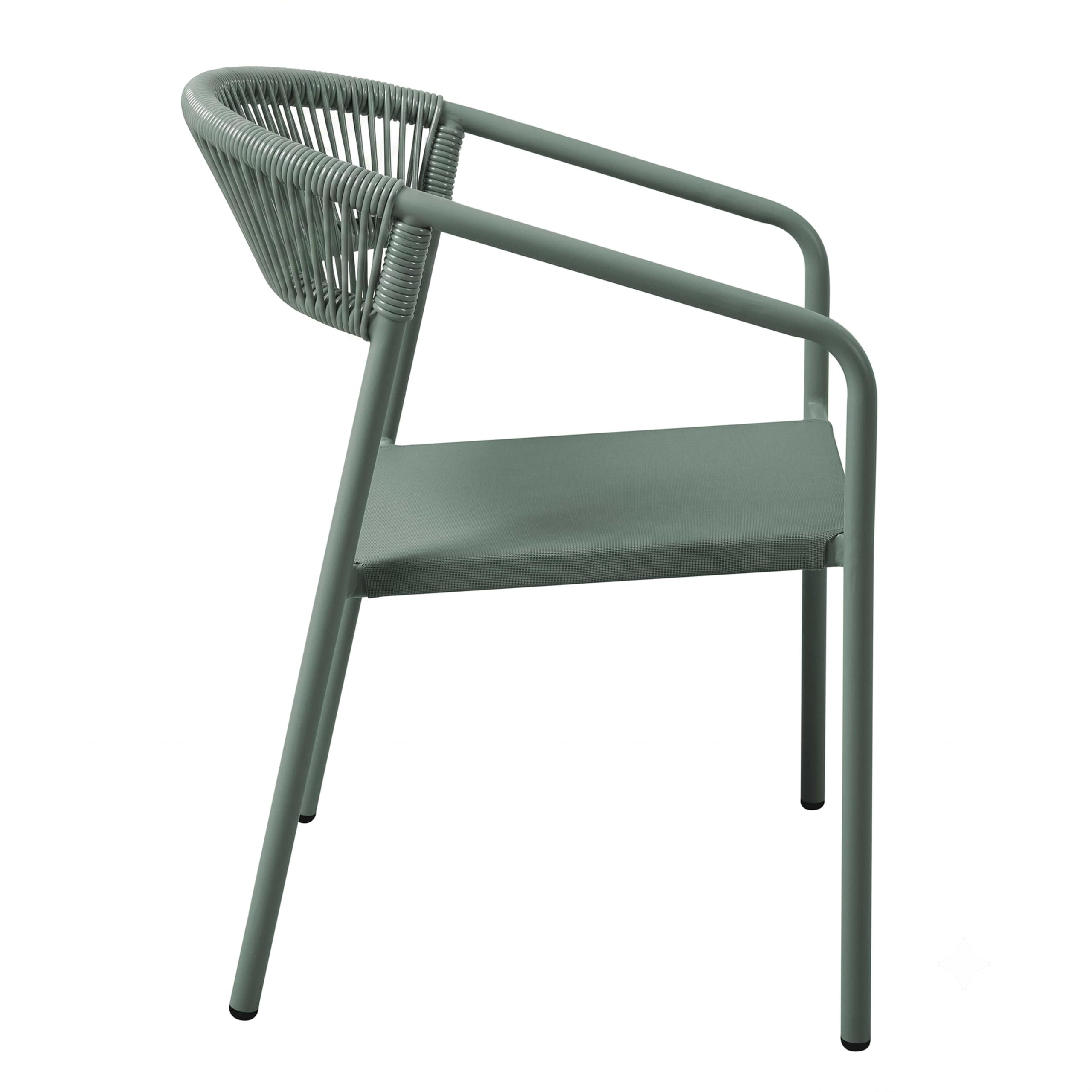 Oviala Chaise de Jardin Aluminium et rotin synthétique avec accoudoirs Vert
