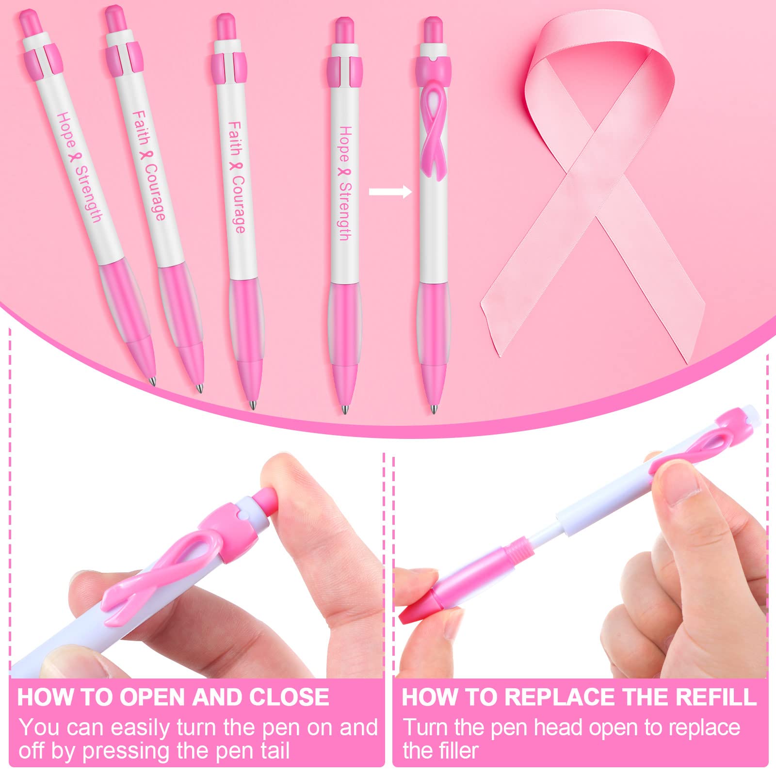 Pilot - - Pilot 3pk Acroball Breast Cancer Awareness Ballpoint Pens Fine Point 0.7mm Black Ink