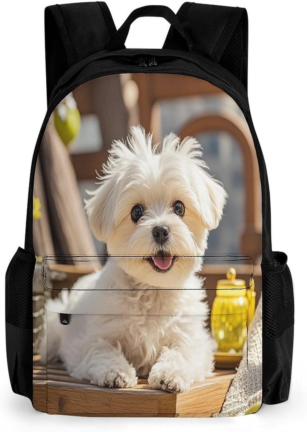 Cute Maltese Puppy Dog Backpack Daypack Travel Backpack | Lightweight Casual Laptop Backpack for Women Men Aesthetic Travel Bag for Weekender Business Hiking Outdoor