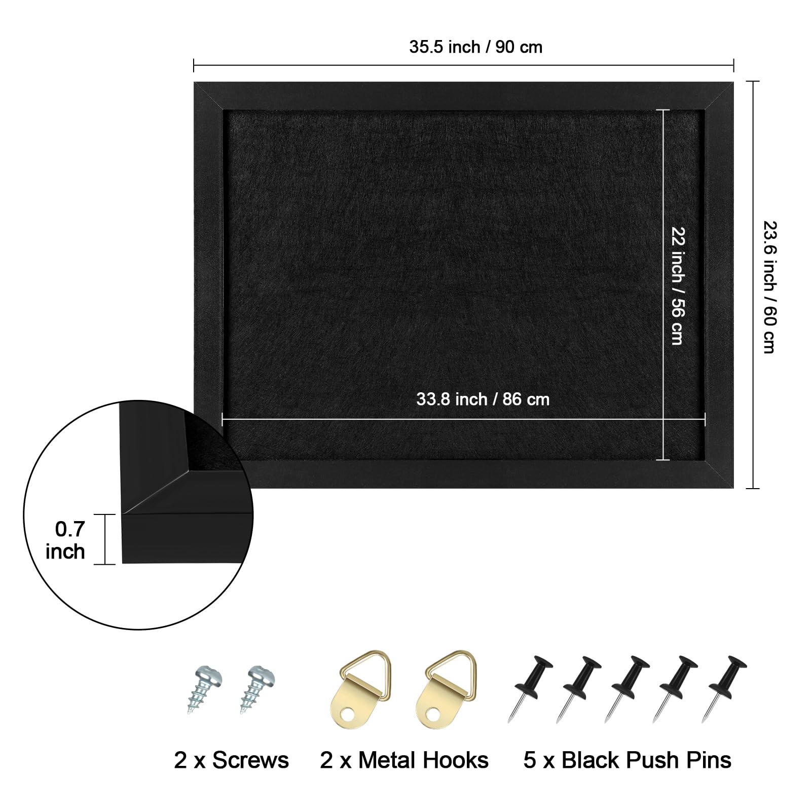 Aitakatta Korkpinnwand Mit Rahmen – 36,1x25,9 Cm, Weißer Holzrahmen, Inkl. Stifte, Für Zuhause & Büro