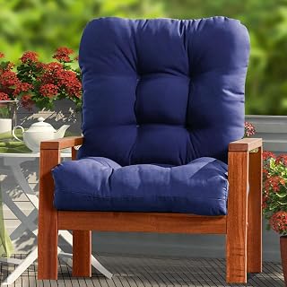 Cojines Sillas Jardin con Respaldo Bajo Exterior Impermeable | Colchoneta para Silla Exterior y Interior Sofa - Almohada para El Asiento y El Respaldo(Color:3#)