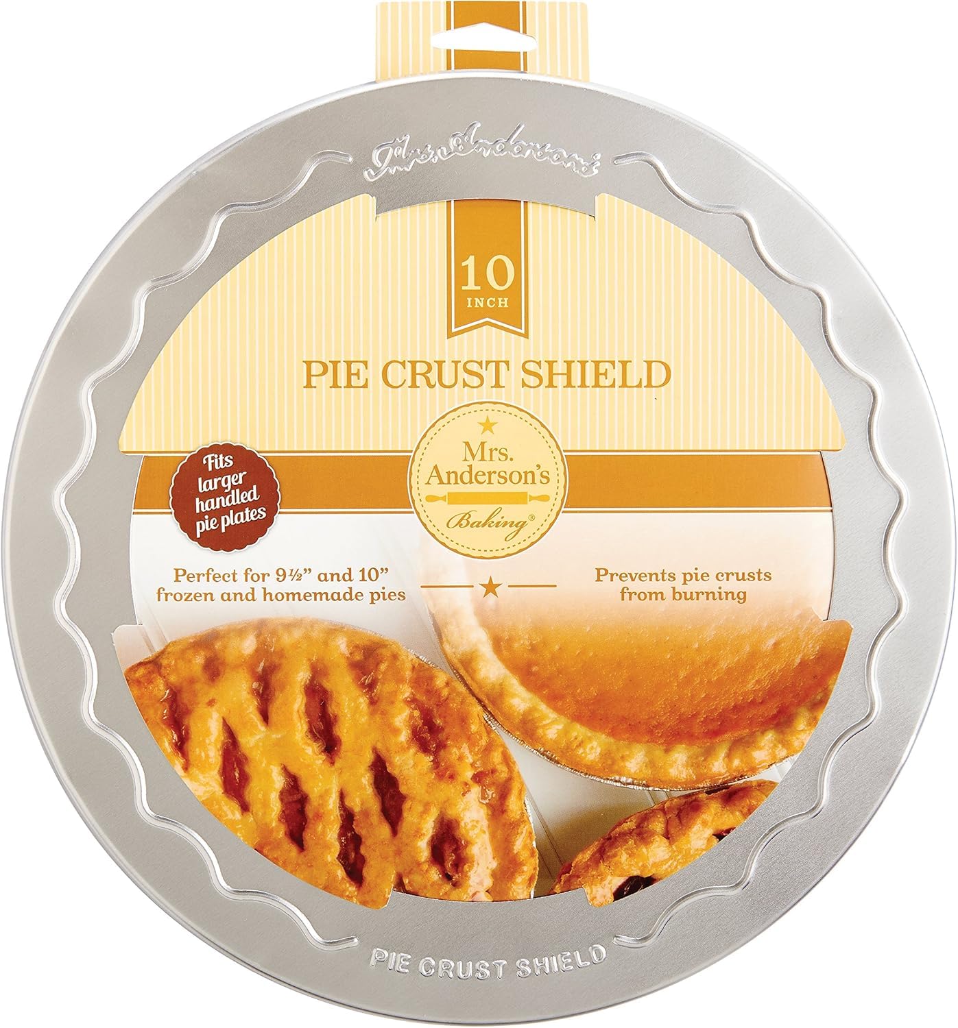Mrs. Anderson's Baking Pie Crust Protector Shield, Fits 9.5-Inch and 10-Inch Pie Plates