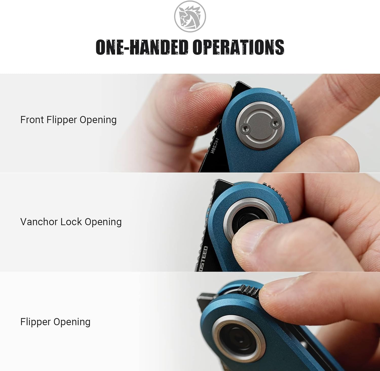 Vosteed Corgi V Pocket Knife - 2.36" 14C28N Black Stonewash Blade - Patented Vanchor Lock, Blue Aluminum Handle - EDC Knife Fishing Folding Knife - A3704